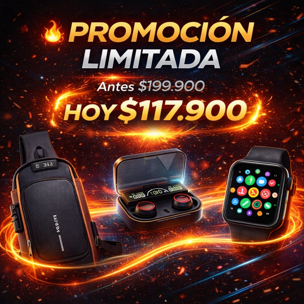 3 PRODUCTOS TOP EN UNA SOLA OFERTA RELOJ + BOLSO + AUDIFONOS