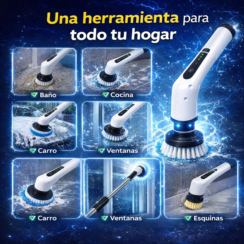 ¡Limpia TODO en minutos sin esfuerzo! con el cepillo 9 en 1