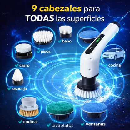 ¡Limpia TODO en minutos sin esfuerzo! con el cepillo 9 en 1