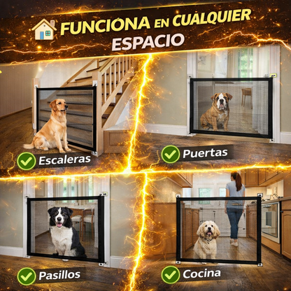 Puerta de Seguridad para Mascotas – Barrera de Malla Plegable para Perros y Gatos