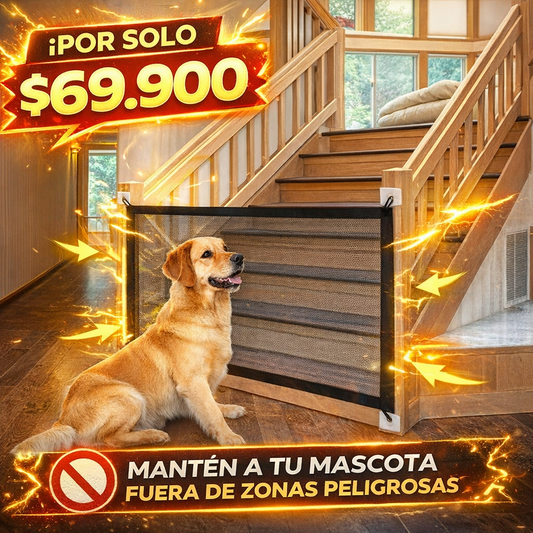 Puerta de Seguridad para Mascotas – Barrera de Malla Plegable para Perros y Gatos