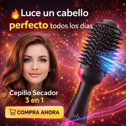 Seca, Alisa y Da Volumen en un Solo Paso con el Cepillo Alisador 3 En 1