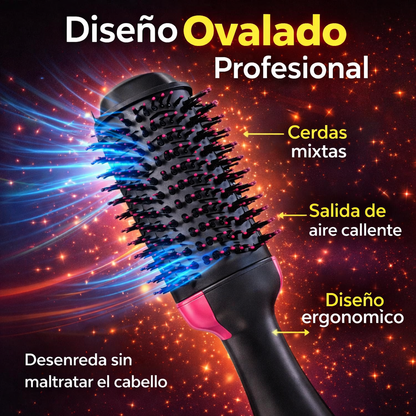 Seca, Alisa y Da Volumen en un Solo Paso con el Cepillo Alisador 3 En 1