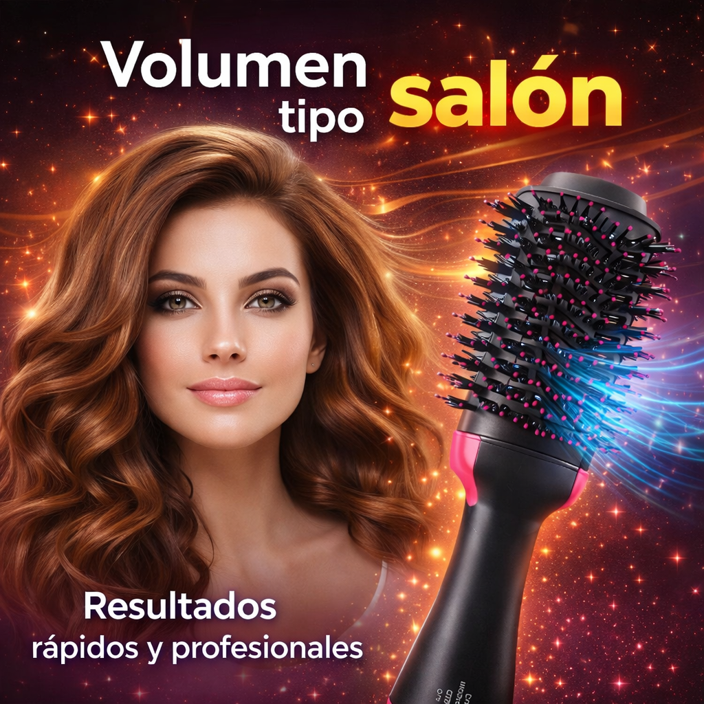Seca, Alisa y Da Volumen en un Solo Paso con el Cepillo Alisador 3 En 1