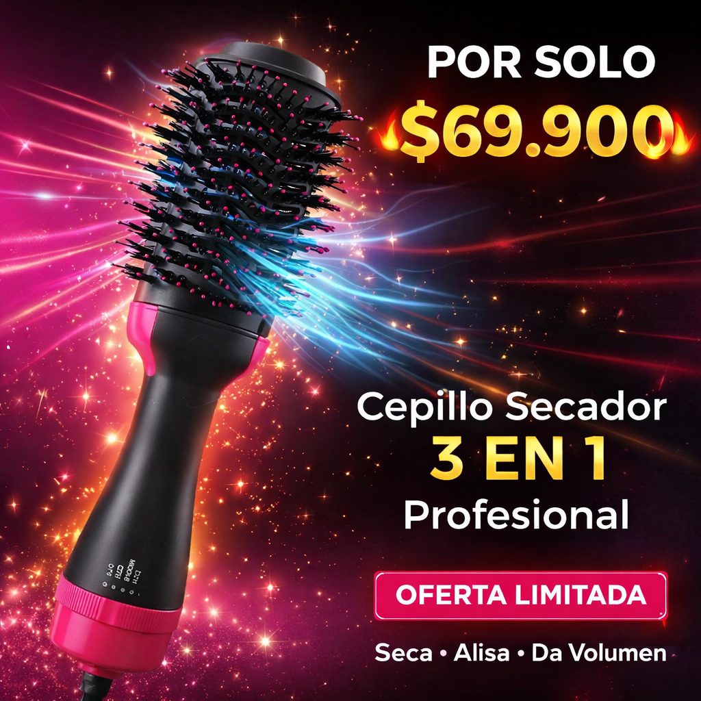 Seca, Alisa y Da Volumen en un Solo Paso con el Cepillo Alisador 3 En 1