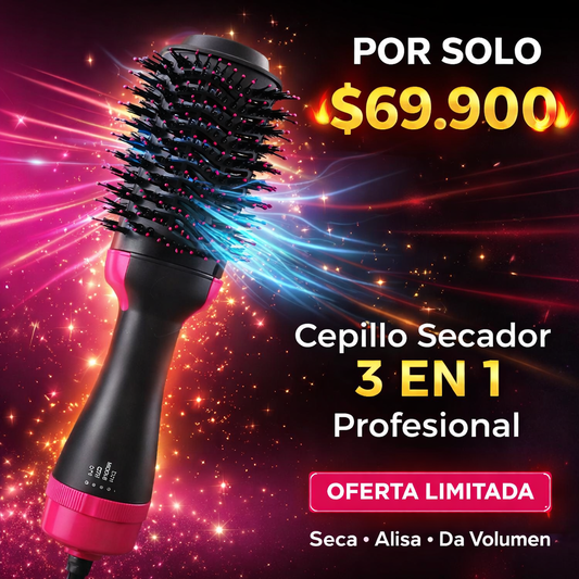 Seca, Alisa y Da Volumen en un Solo Paso con el Cepillo Alisador 3 En 1