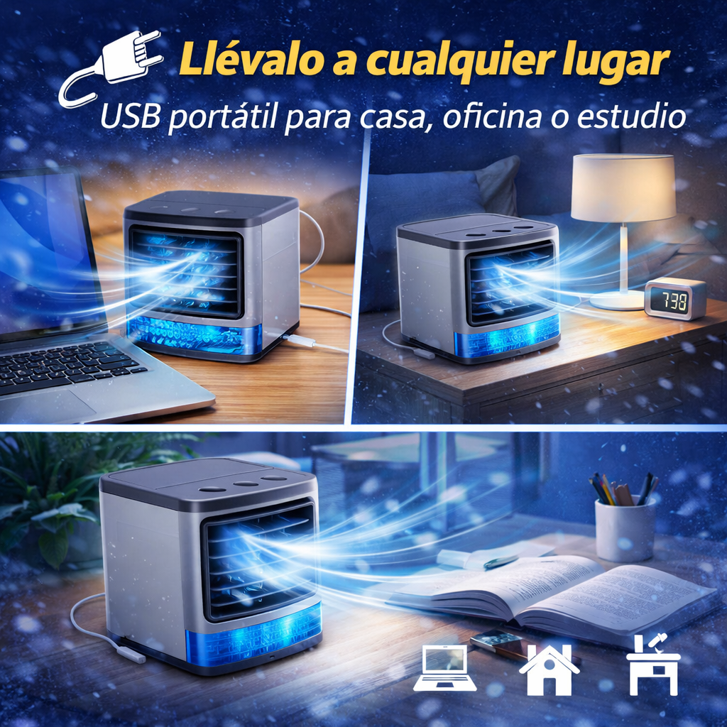 Mini Aire Acondicionado Portátil que Refresca en Segundos