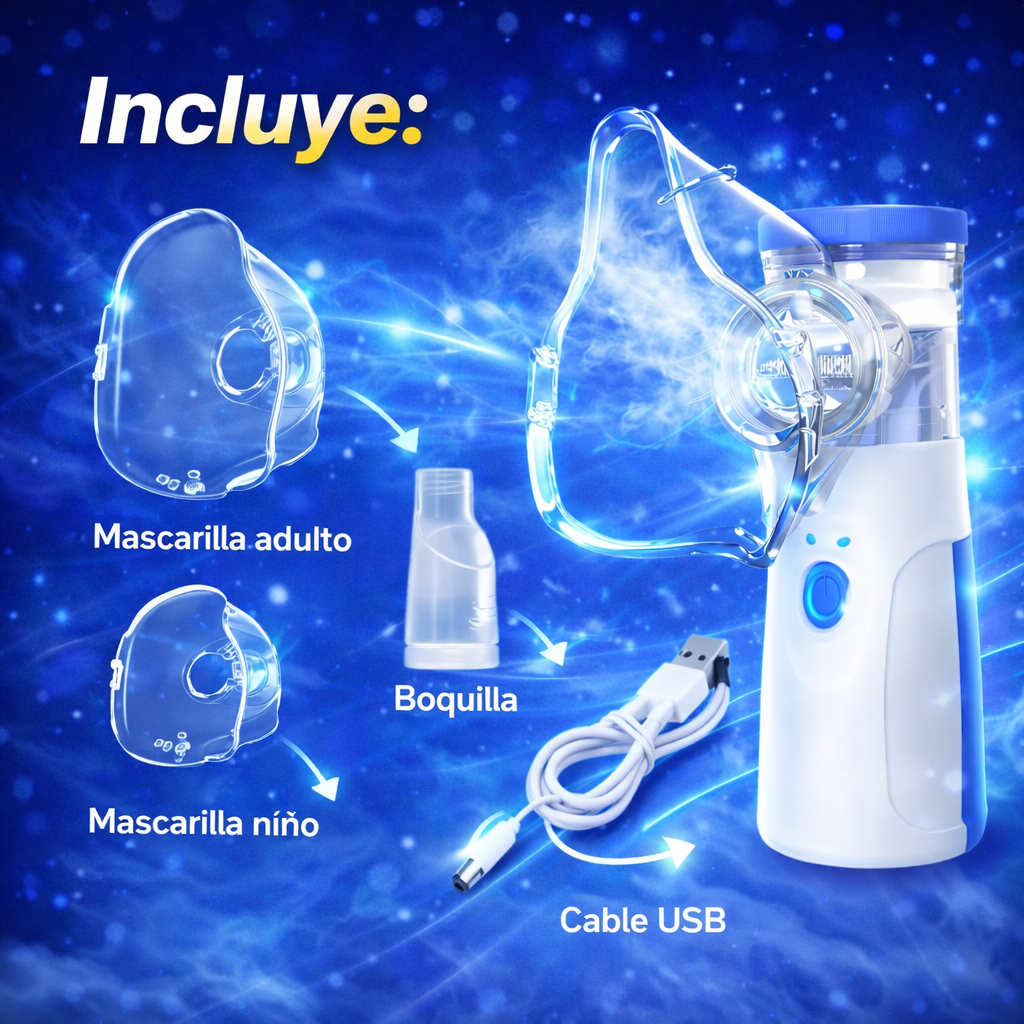 Pulmones Libres en Minutos Con El Nebulizador Portátil Pediátrico Y Adulto